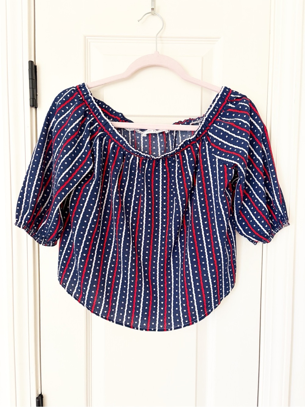 Small • Ces Femme red white and blue off the shoulder blouse